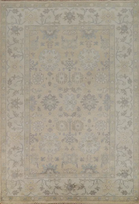 Earth Tone Wool Oushak Indian Area Rug 6x9