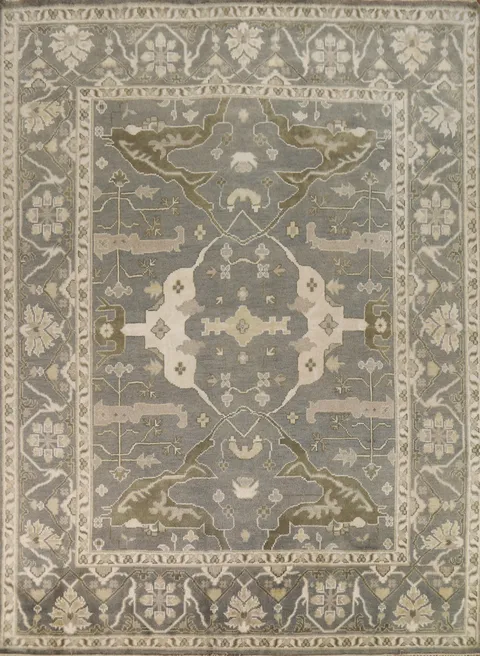 All-Over Gray Wool Oushak Indian Area Rug 8x10
