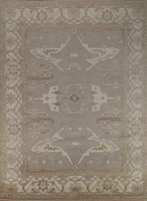 Handmade Gray Wool Oushak Indian Area Rug 8x10