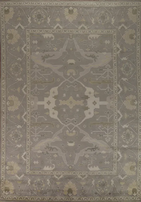All-Over Gray Wool Oushak Indian Area Rug 9x12