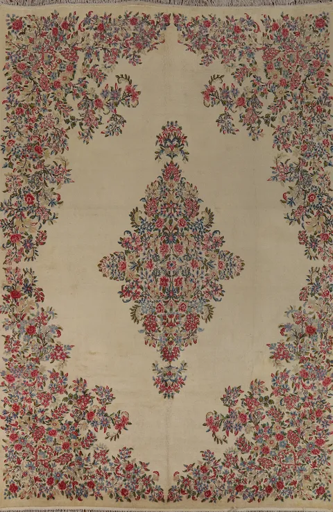 Vintage Floral Kerman Persian Area Rug 8x11
