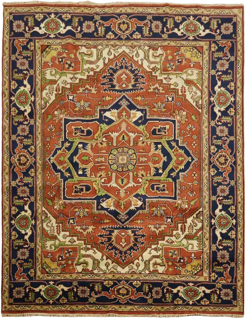 Orange Geometric Heriz Serapi Indian Area Rug 9x12