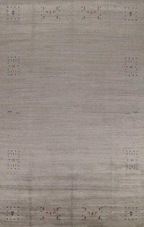 Tribal Gray Wool Gabbeh Indian Area Rug 8x12
