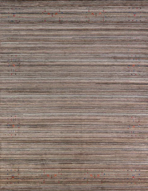 Striped Wool Handmade Gabbeh Indian Area Rug 8x10