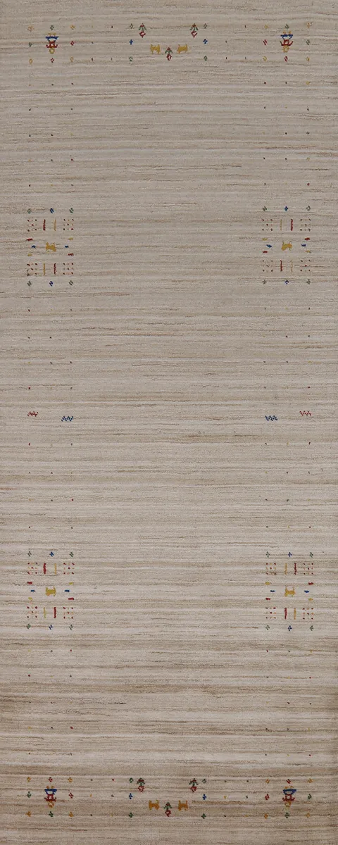 Striped Camel Wool Gabbeh Indian Runner Rug 3x10