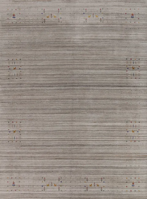 Striped Wool Gabbeh Indian Area Rug 8x10