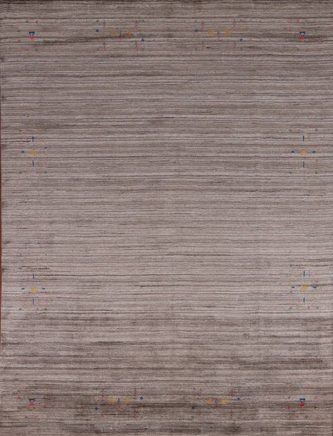 Striped Brown Wool Gabbeh Indian Area Rug 8x10