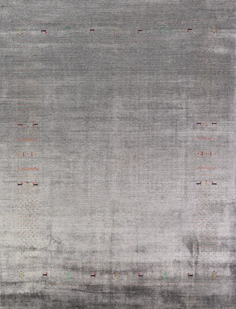 Silk Gray Gabbeh Indian Area Rug 8x10