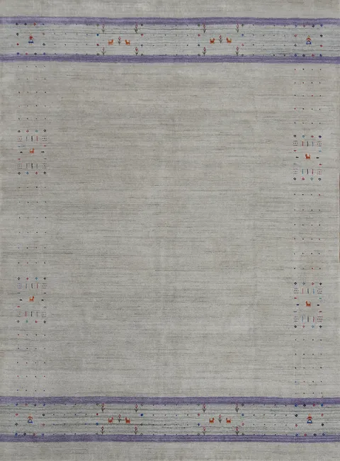 Silver Gray Wool Gabbeh Indian Area Rug 8x10