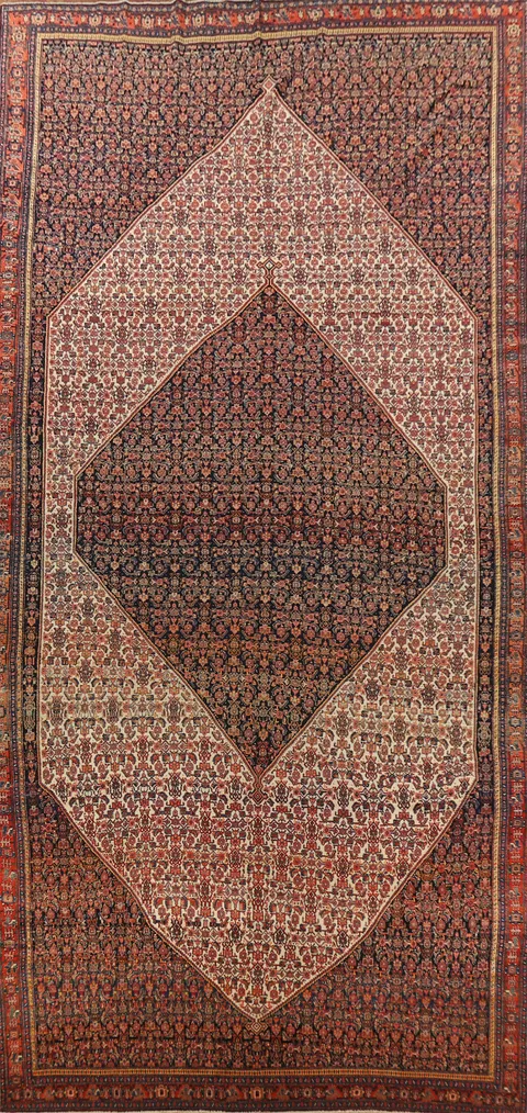 Pre-1900 Antique Vegetable Dye Senneh Persian Large Rug 8x20