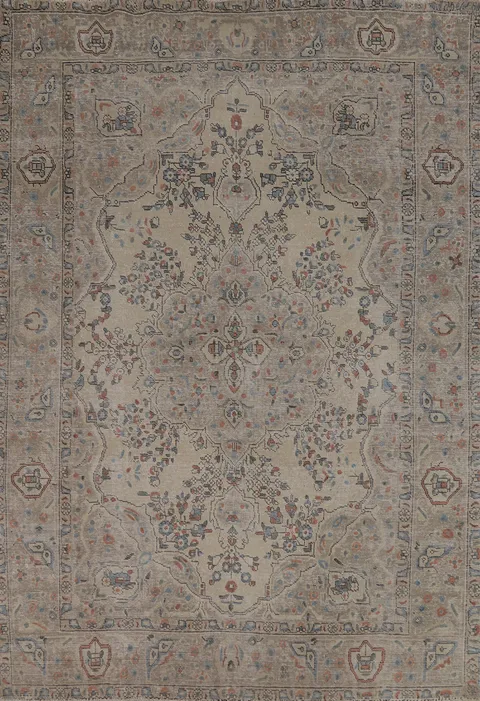 Floral Wool Tabriz Persian Area Rug 7x9