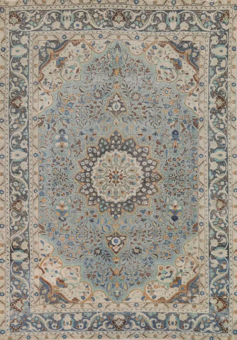Handmade Blue Tabriz Persian Area Rug 7x10
