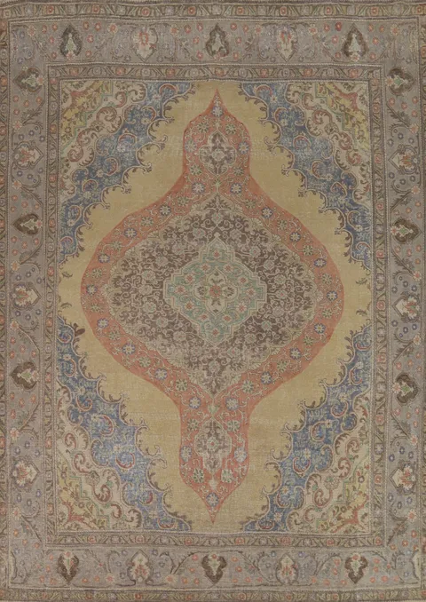 Medallion Wool Tabriz Persian Area Rug 9x12