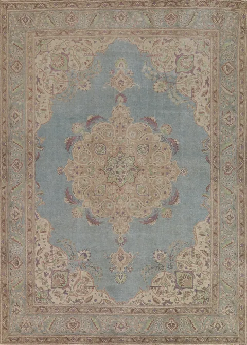 Handmade Blue Tabriz Persian Area Rug 10x13