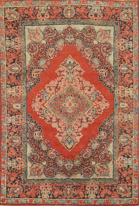 Vintage Wool Sarouk Persian Rug 4x7