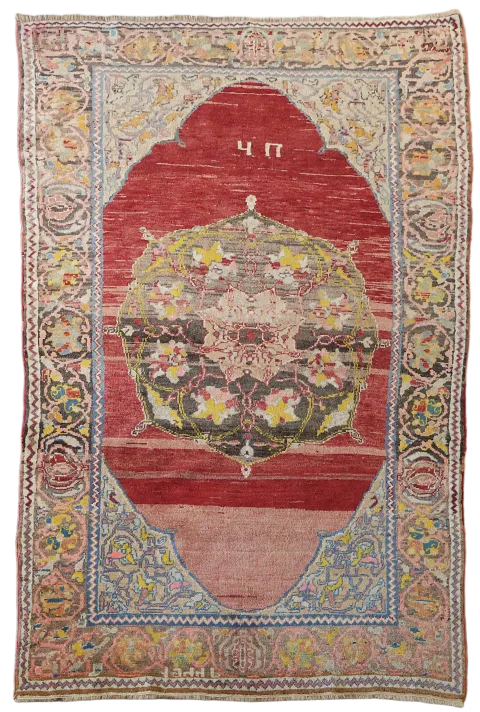 Antique Vegetable Dye Collectible Oushak Turkish Rug 4x6