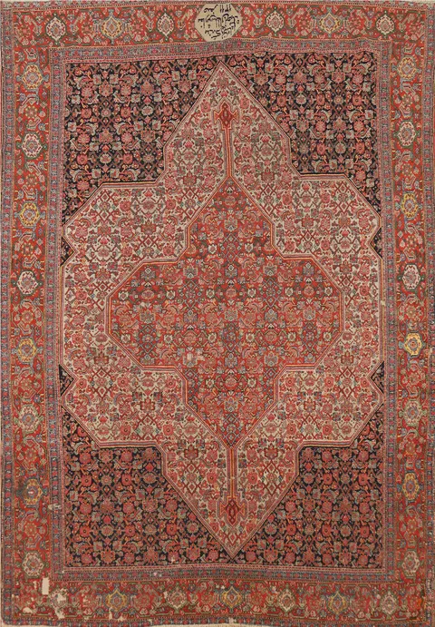 Pre-1900 Antique Vegetable Dye Signed Senneh Persian Rug 5x7