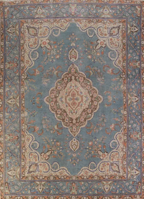 Handmade Blue Tabriz Persian Area Rug 8x11