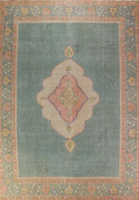 Vintage Wool Tabriz Persian Area Rug 10x13