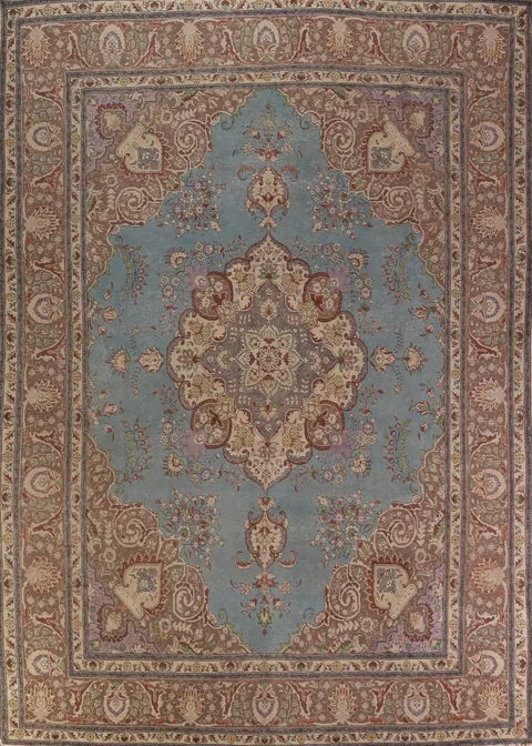 Handmade Blue Tabriz Persian Area Rug 10x13