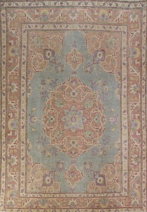 Light Blue Wool Tabriz Persian Area Rug 8x11