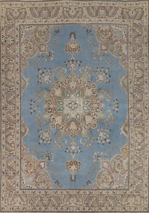 Handmade Blue Tabriz Persian Area Rug 8x11