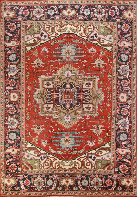 Geometric Wool Heriz Serapi Oriental Area Rug 9x12