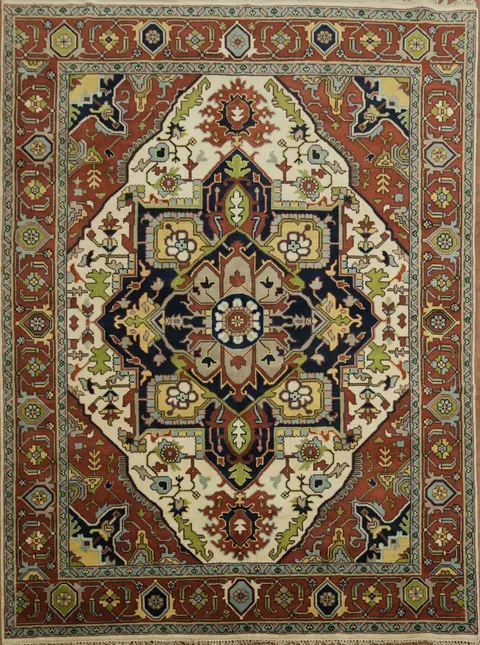 Traditional Persian Motif Rug in Vibrant Earthy Tones 9x12