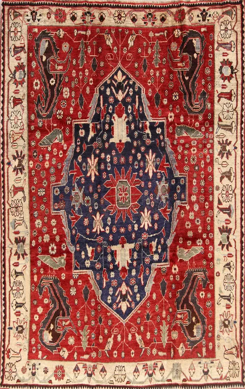 Antique Vegetable Dye 6x10 Kashkoli Shiraz Persian Area Rug