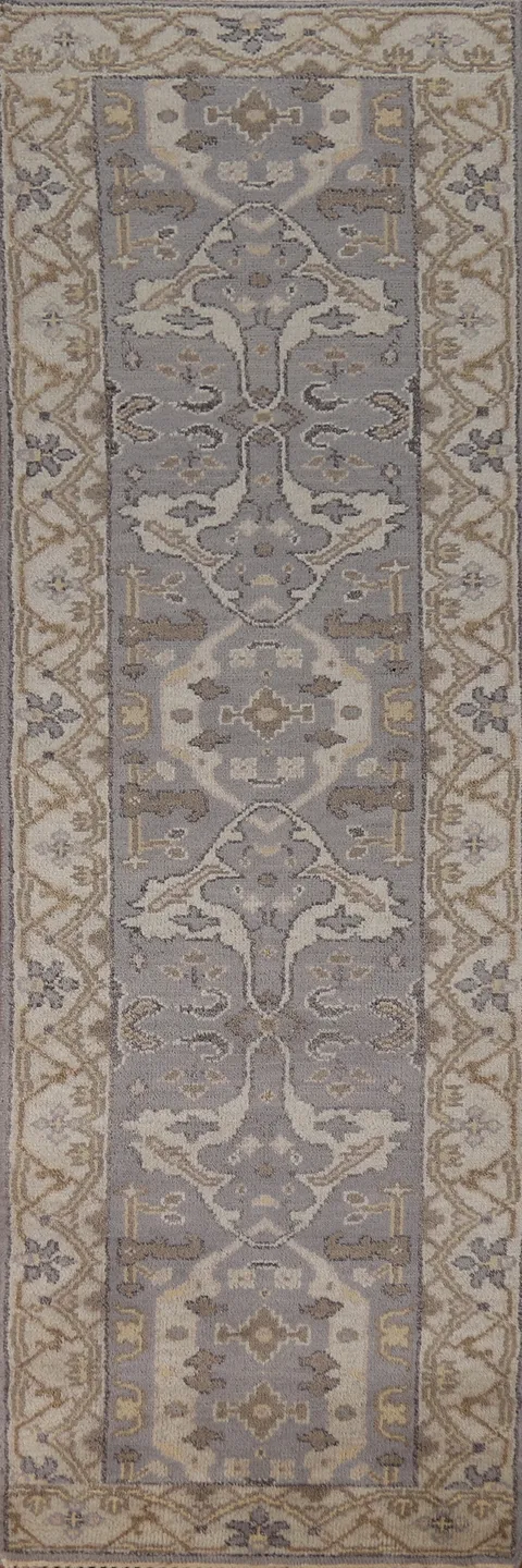 Gray Wool Oushak Oriental Runner Rug 3x10