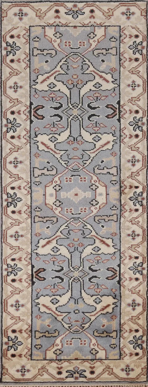 Blue Handmade Oushak Oriental Runner Rug 3x8