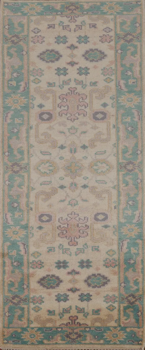 Handmade Wool Oushak Oriental Runner Rug 3x8