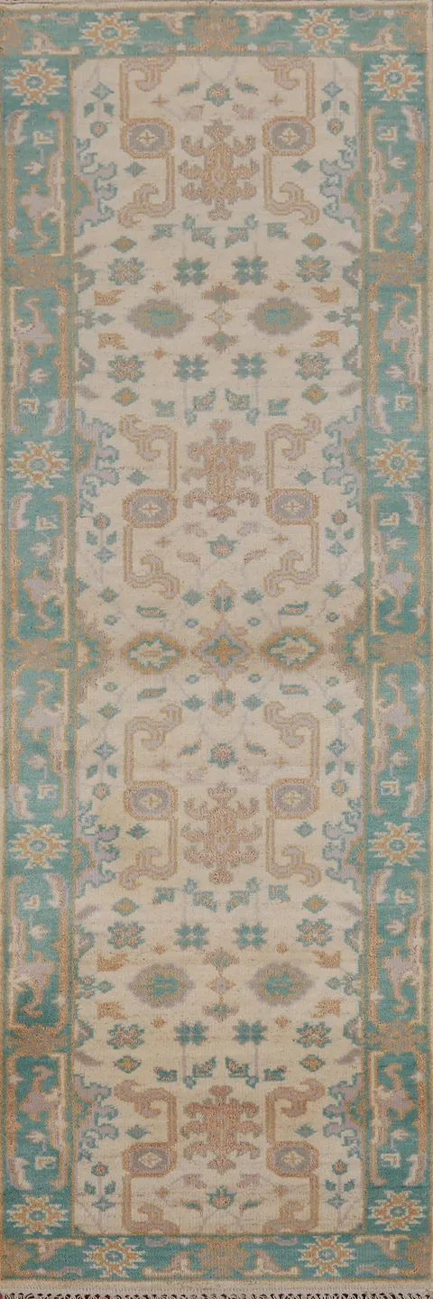 Handmade Wool Oushak Oriental Runner Rug 3x10
