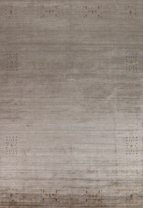 Light Brown Silk Gabbeh Oriental Area Rug 9x12