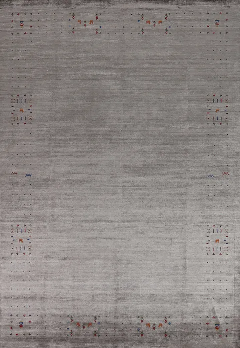 Silver Gray Silk Gabbeh Oriental Area Rug 8x12