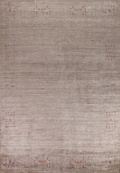 Handmade Brown Silk Gabbeh Oriental Area Rug 9x12