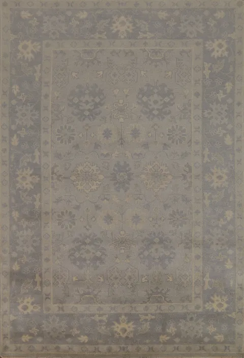 Handmade Gray Oushak Indian Area Rug 6x9