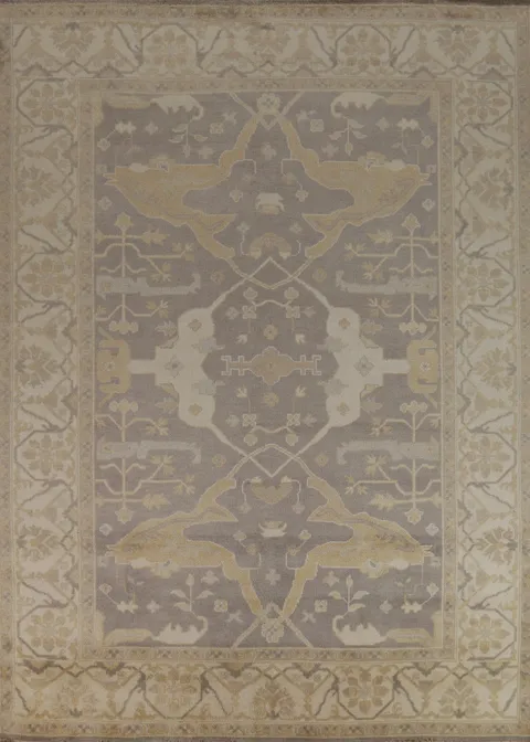 Earth Tone Wool Oushak Indian Area Rug 9x12