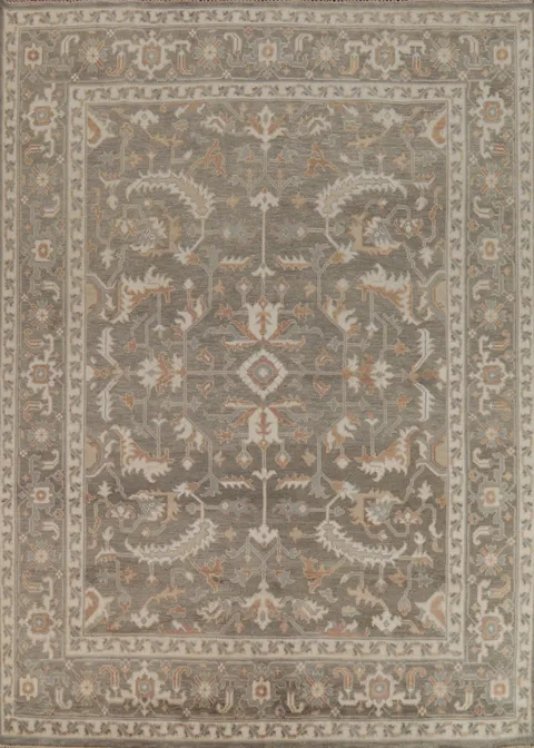 All-Over Floral Handmade Oushak Indian Area Rug 8x10