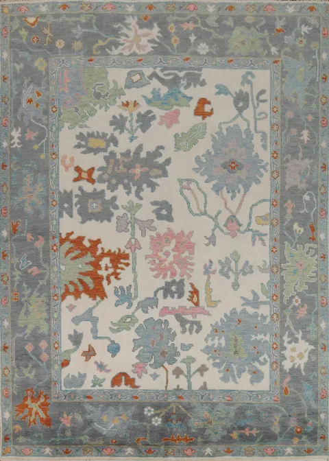 Handmade Ivory Oushak Indian Area Rug 8x10