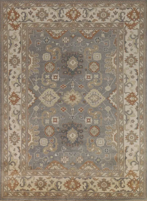Gray & Ivory Handmade Oushak Indian Area Rug 8x10