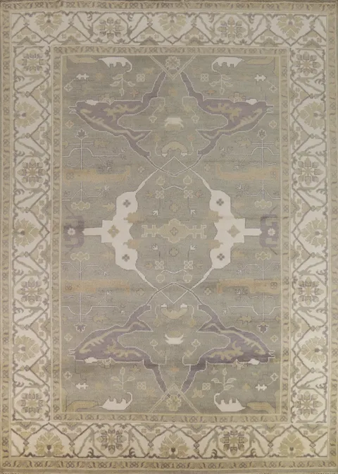Earth Tone Wool Oushak Indian Area Rug 9x12