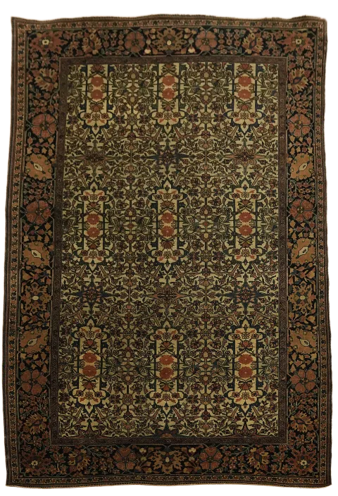 Pre-1900 Vegetable Dye Sarouk Farahan Persian Rug 4x7