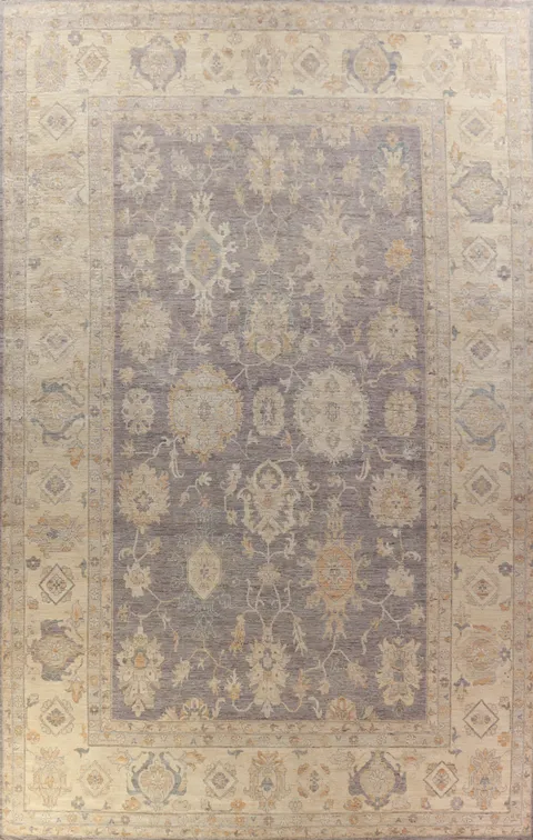 Vegetable Dye Gray Oushak Turkish Large Rug 13x20