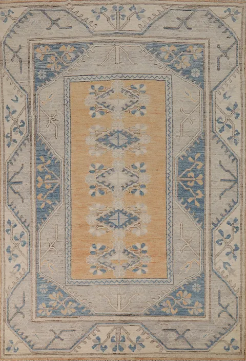 Vegetable Dye Wool Oushak Turkish Area Rug 6x8