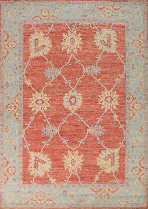 Vegetable Dye Handmade Oushak Turkish Rug 5x7
