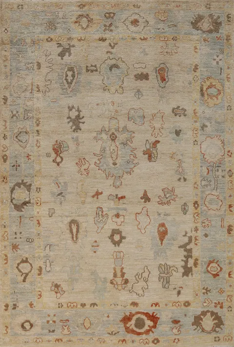 Vegetable Dye Oushak Turkish Area Rug 5x8