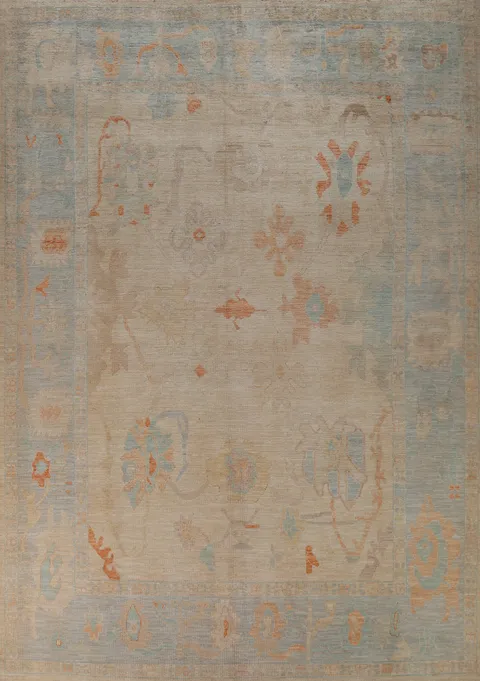 Vegetable Dye Oushak Turkish Area Rug 9x12
