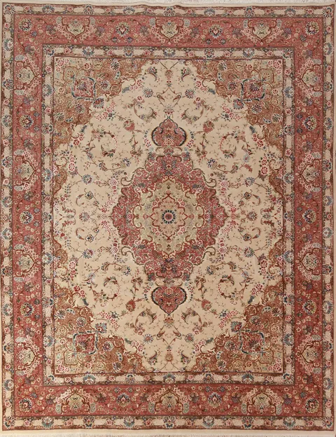 Vegetable Dye Wool & Silk Tabriz Chinese Area Rug 8x10