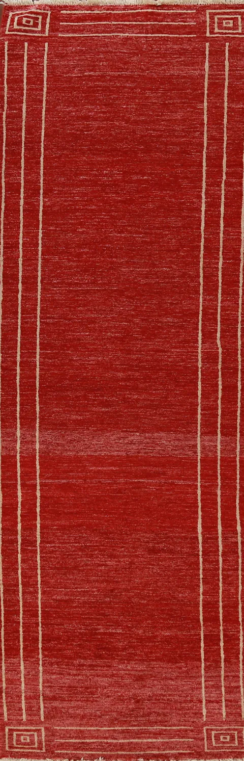 Red Wool Gabbeh Kashkoli Oriental Runner Rug 3x10